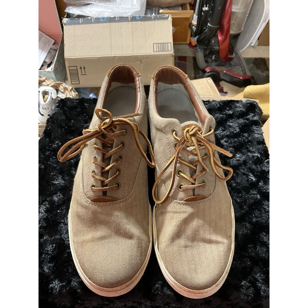 POLO Ralph Lauren Men's Shoes Brown 13D Faxon Slip On Low Top Canvas Sneakers